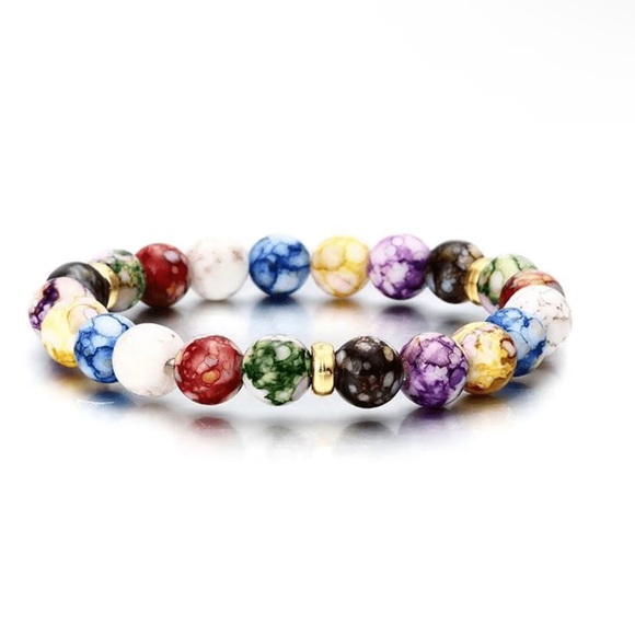 7 Chakra Reiki Healing Stone Bracelet Yoga Balance Energy Imitate Volcanic Stone - Picture 2 of 6